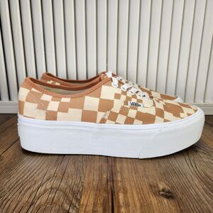 Vans Authentic Stacked Platform Sneakers Womens Size 9.5 Sand Checkerboard Shoes